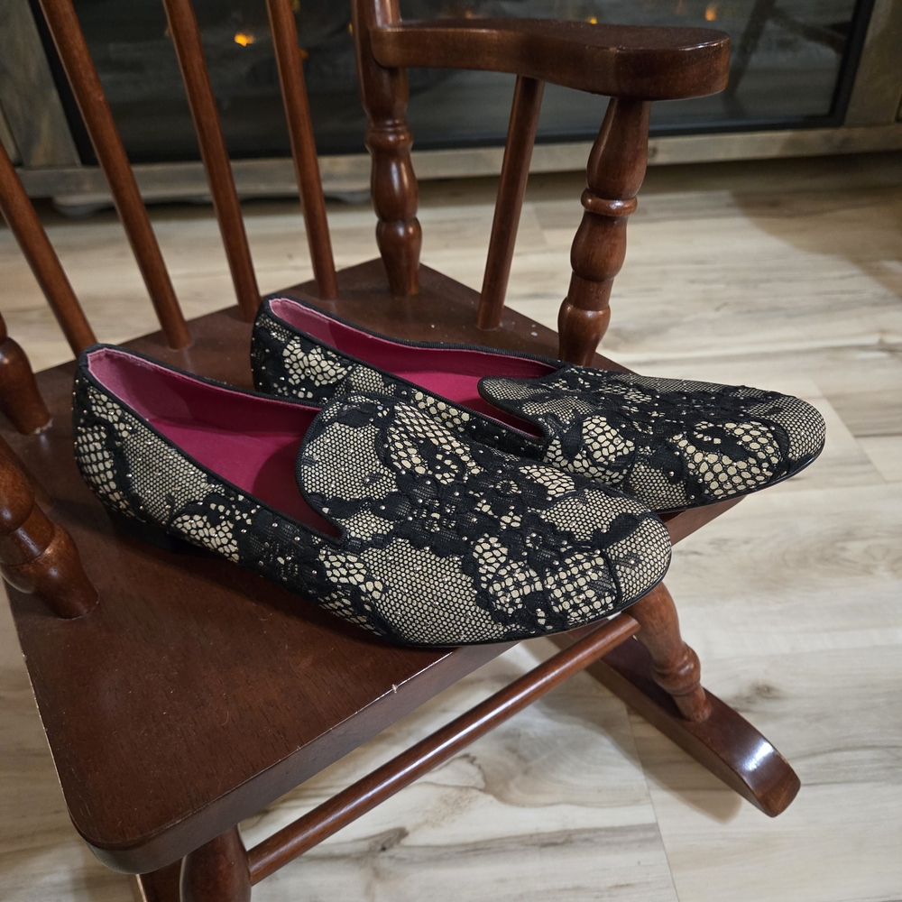 Alberto Gozzi 181 Vero Cuoio Black and Cream Lace Loafers